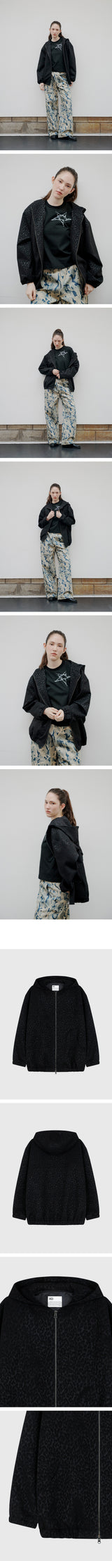 [Unisex] Hoodie Leopard Jumper Black