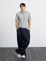 Hook pin-tuck stripe trousers 3color