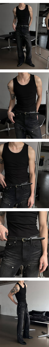 [MUSCLE FIT] ベーシックマッスルフィットスリーブレス(2color)