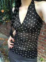 Dot Ribbon Halterneck Sleeveless