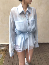 Back Note Back Strap Oversized Long Sleeve Shirt