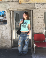 ミントレタリングクロップTシャツ