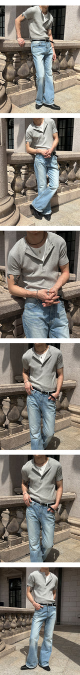 [Unisex] オールブラッシュフレアデニムパンツ