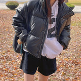 Tommy Fake Leather Wellon Crop Padded