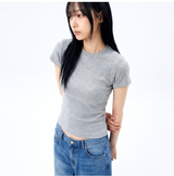 ストレッチコットンスリムショートスリーブTシャツ メランジ