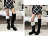 Winter folding dumble suede buckle belt knee high long boots (2 colors)