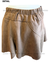 suede unbalanced brown mini skirt