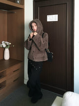 Foaming High Neck Poggle Fur Hooded Jacket (3c)
