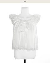 awning off-shirring chiffon flare bl
