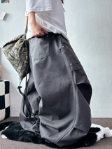 FRONT TWO RIVET POCKET BALLOON PARACHUTE COTTON BIG PANTS 💚🩶🖤🤎 - 4 COLORS