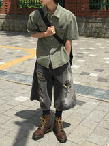 Melan Destroid Bermuda Denim Pants 2C