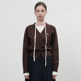 GNRL ロゴ入りスタンダード長袖カーディガン [DARK BROWN]