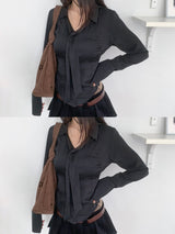 Vella Romantic Silky Slim Tie Blouse (4 colors)