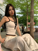Center ribbon slit sleeveless top
