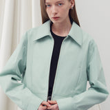 STITCH DETAILED BOMBER JACKET PASTEL MINT