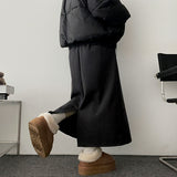 Blver wool back slit long skirt