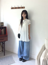 Deron Denim Washing Banding Snap Wide Pants