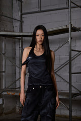 Dirty Washed Layered Halter Neck - Black