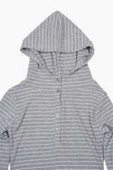 Seasoning stripe hood long sleeve