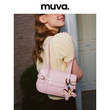 muva. 本革 レトロ ワンショルダー チャーム付 バッグ