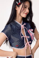 Dear Days Cheongsam Top (Navy)