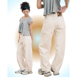 Tiberinus - Darted Barrel Jeans - French Vanilla - Barrel-Leg Jeans with Knee Darts - Cotton Denim