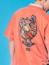 サクラアニマルズタンジェリンデニムウォッシュドTシャツ (コック)