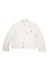 (BASE) CROP DOUBLE FLAP TRUCKER (WHITE)