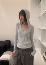 RIVET STRIPE HOOD TEE