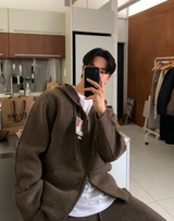 【セットアップ】Logane Maison ニットフーディー ジップアップ ワイドパンツ セット