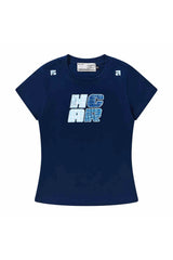 プレイドパッチスリムクロップTシャツ