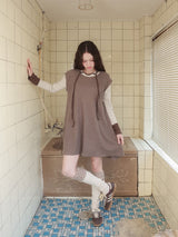 ピンタックワッフルフレアドレス  / beige