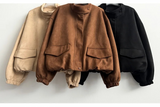 Fumo High Neck Banding Suede Jumper