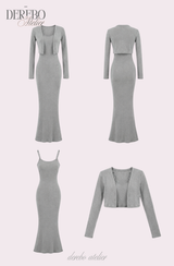 Violet Sleeveless Long Dress Cardigan Set (REGULAR)