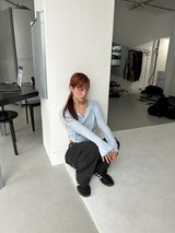 BLACK STRIPE WASHING DENIM PANTS