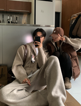 【セットアップ】Logane Maison ニットフーディー ジップアップ ワイドパンツ セット