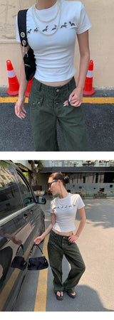 ダックスフントビーズ ラウンドショートスリーブ Tシャツ