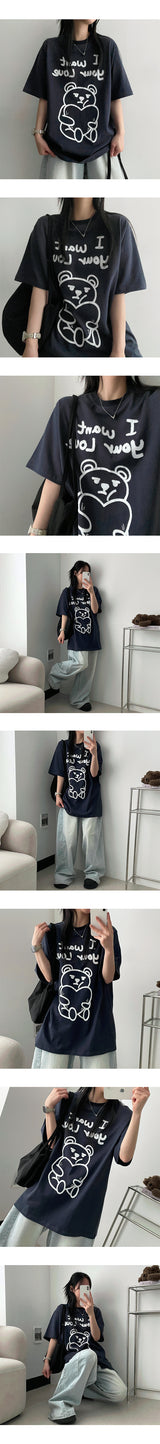 MELDIN BEAR Oversized Fit Short Sleeve Tee