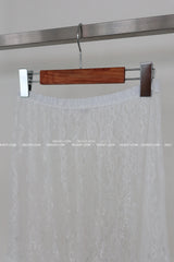 lace see-through flare layered maxi long skirt