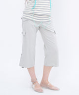 STRAP POINT CAPRI PANTS - LIGHT GRAY