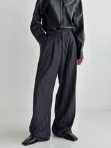 Pleddy Stripe Back Banding Wide Slacks (2color)