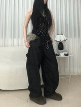 Stud Cross Wide Denim Pants