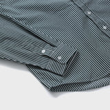 インフィニットカレッジロゴワンポケットストライプシャツ / グリーン-ホワイト [Unisex]