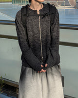 Angle Knit Zip-up with Hand Warmers
