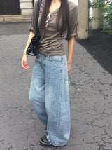 Diro Pocket Adjust Wide Washing Denim Pants