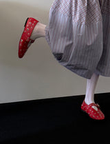 metal eyelet flat shoes (white)