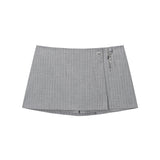 Pinstripe Skirt with Shorts - GREY