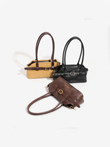 レトロフォックスレザーフレンチバゲットショルダーバッグ