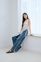 FRINGE DENIM PANTS