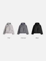 Off Multi-Pocket Cropped Hooded Lightweight Padding Jacket
